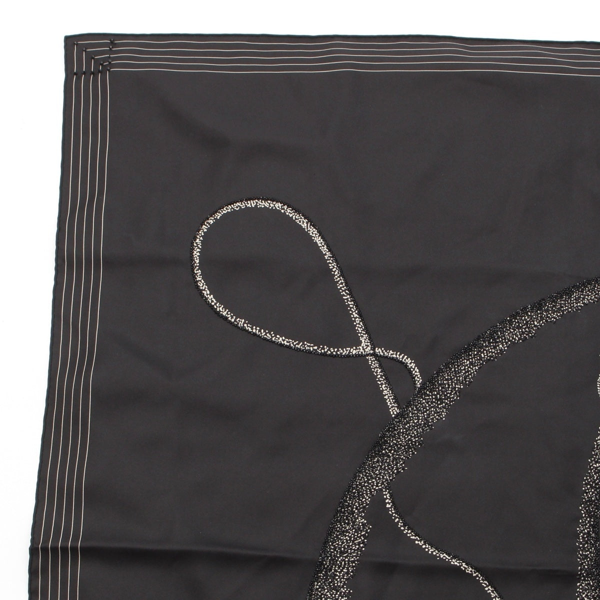 HERMES Carre 90 COUP DE FOUET Whip, Precious, Bijou, Embroidery, Beads, Scarf Stall black