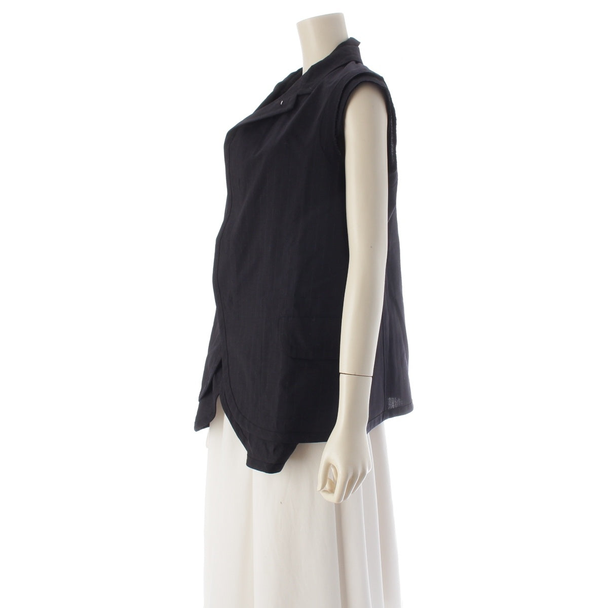 COMME des GARCONS COMME des GARCONS cotton Double-layered, raw-edge, sleeveless, striped design. tailored jacket RS-J033 Navy M
