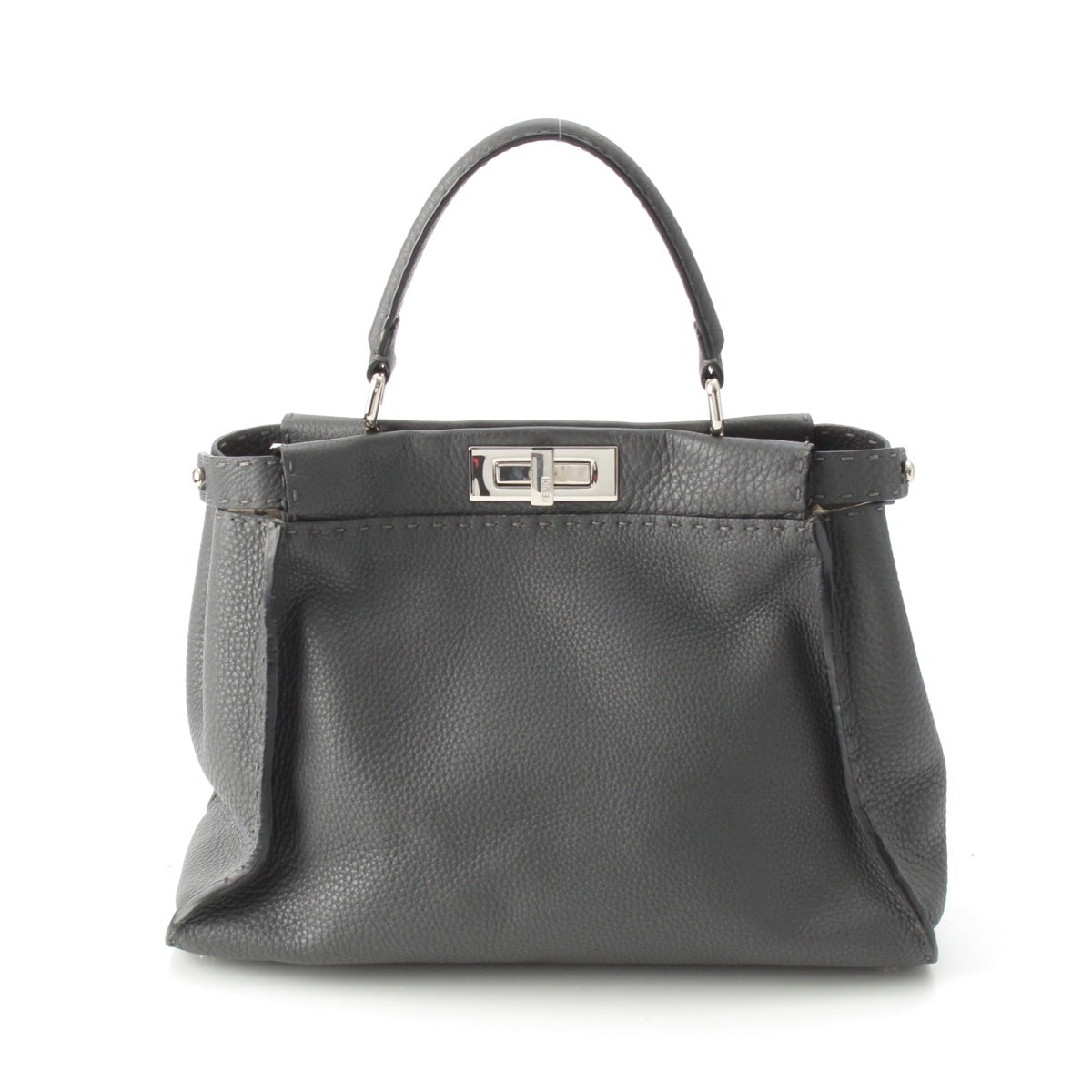 FENDI Peekaboo Celeria leather regular Handbag 2WAY Shoulder 8BN290 gray