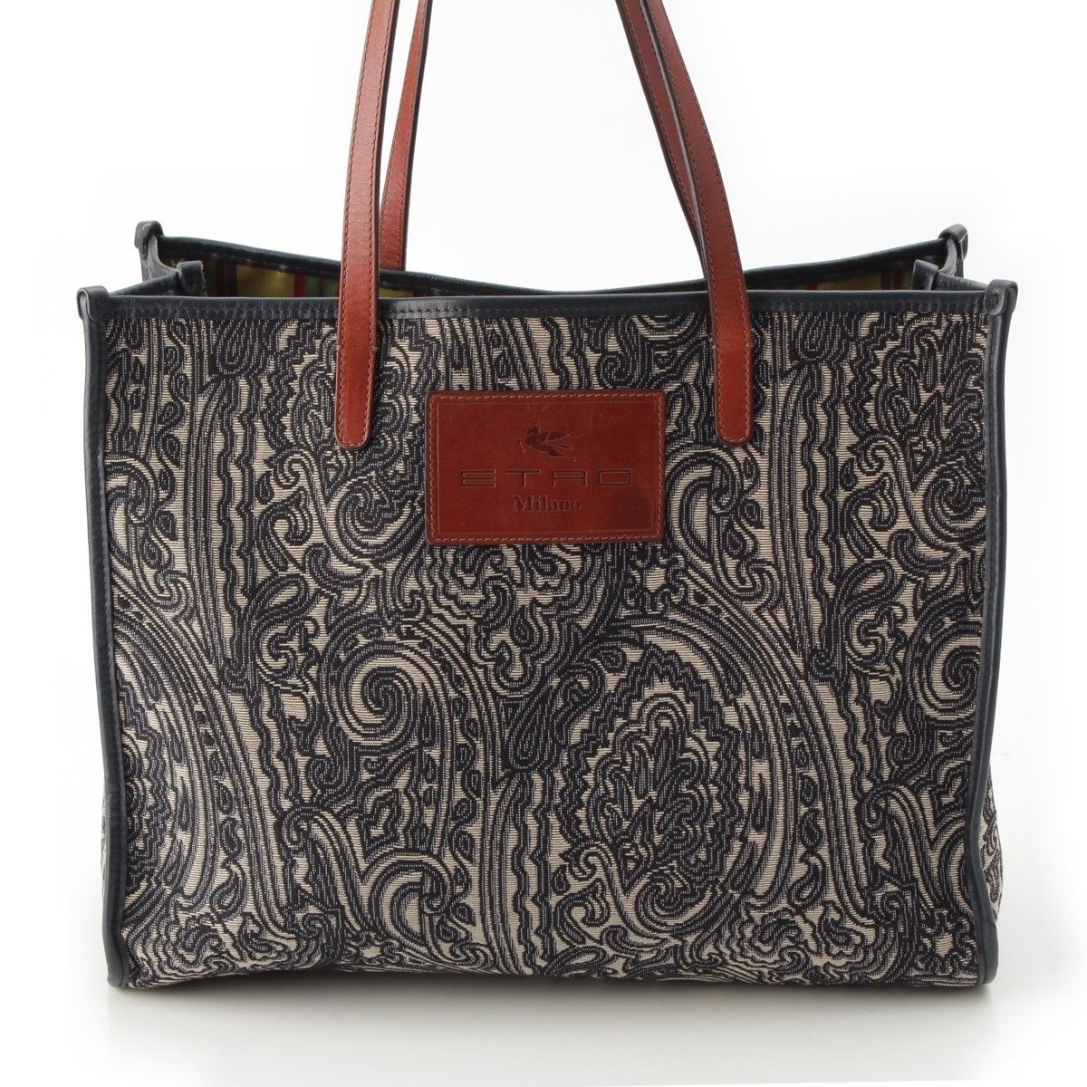 ETRO Jacquard Paisley Pattern Tote Bag 1N008 1965 Navy