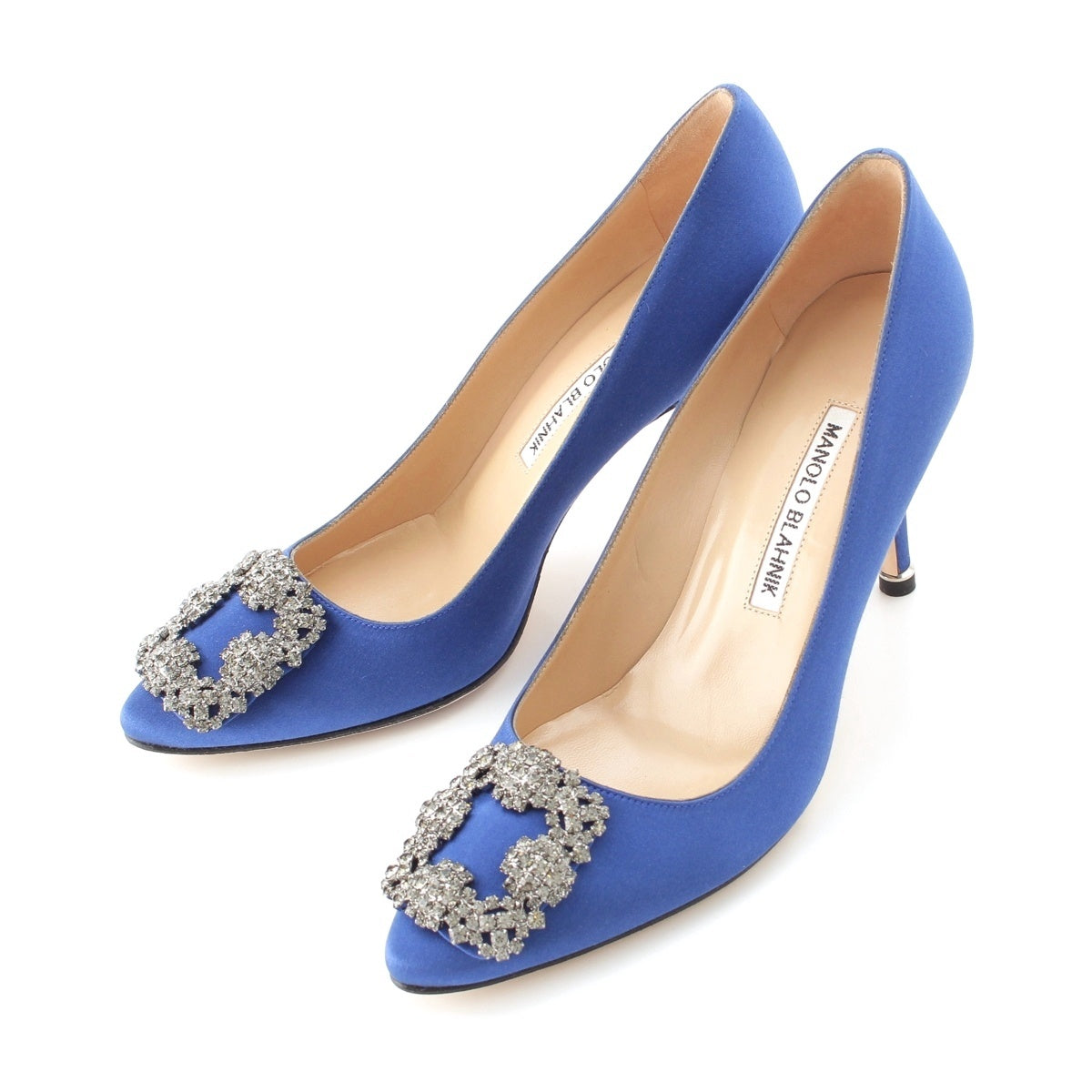 MANOLO BLAHNIK Hangishi Satin 3.5" heel pumps Purple blue 36