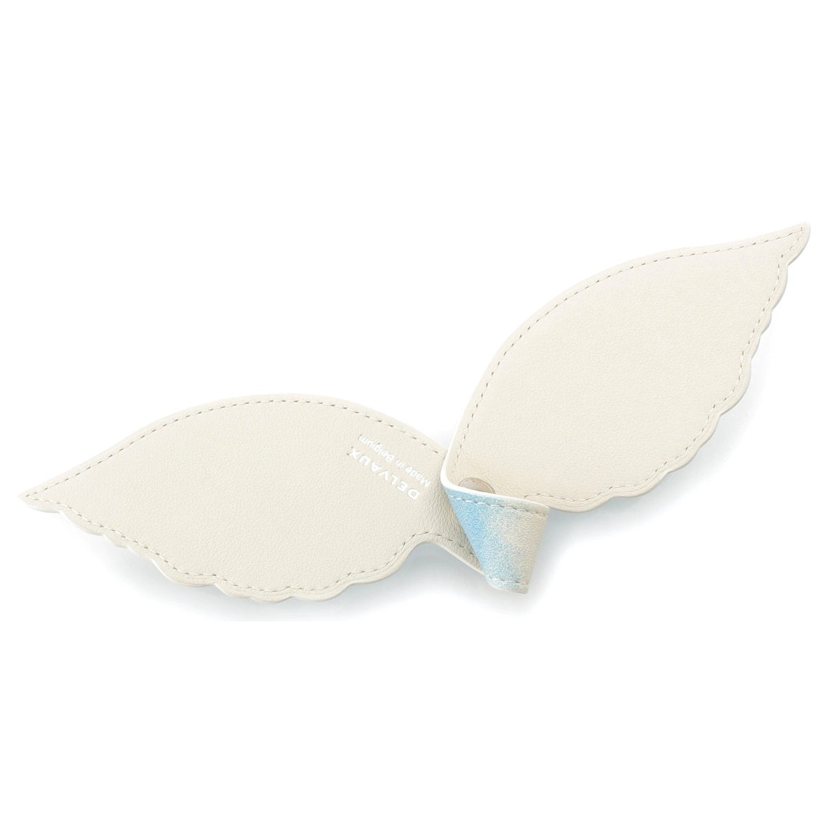 Delvaux magritte leather Feather bag charm White blue