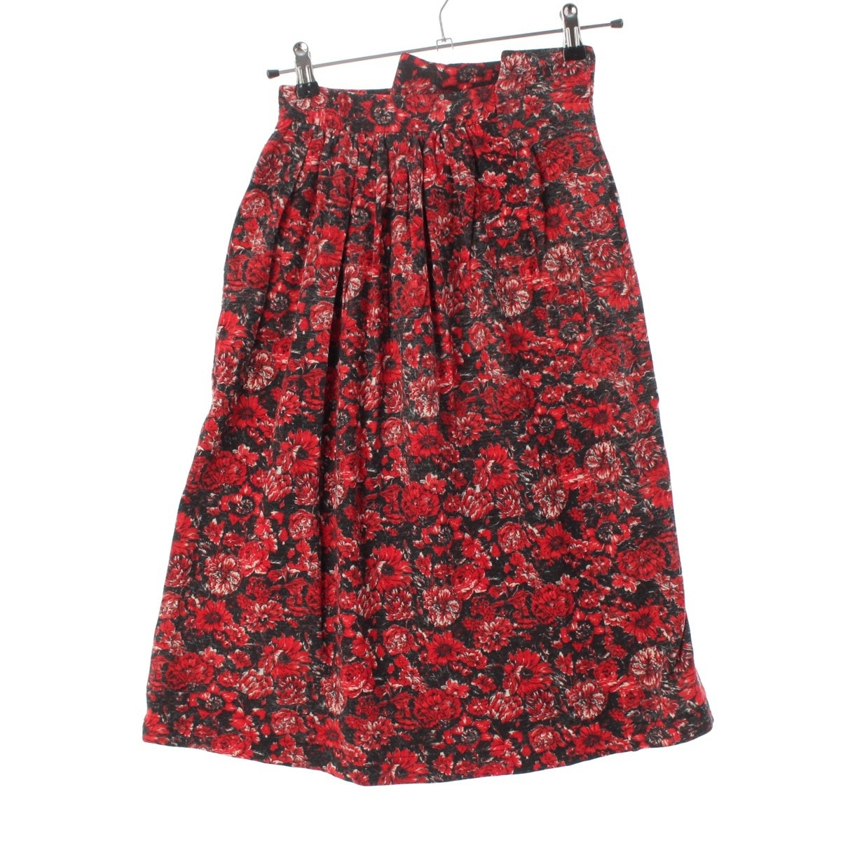 COMME des GARCONS wool Floral pattern with contrasting panels skirt Bottoms GT-05045S Red x black S
