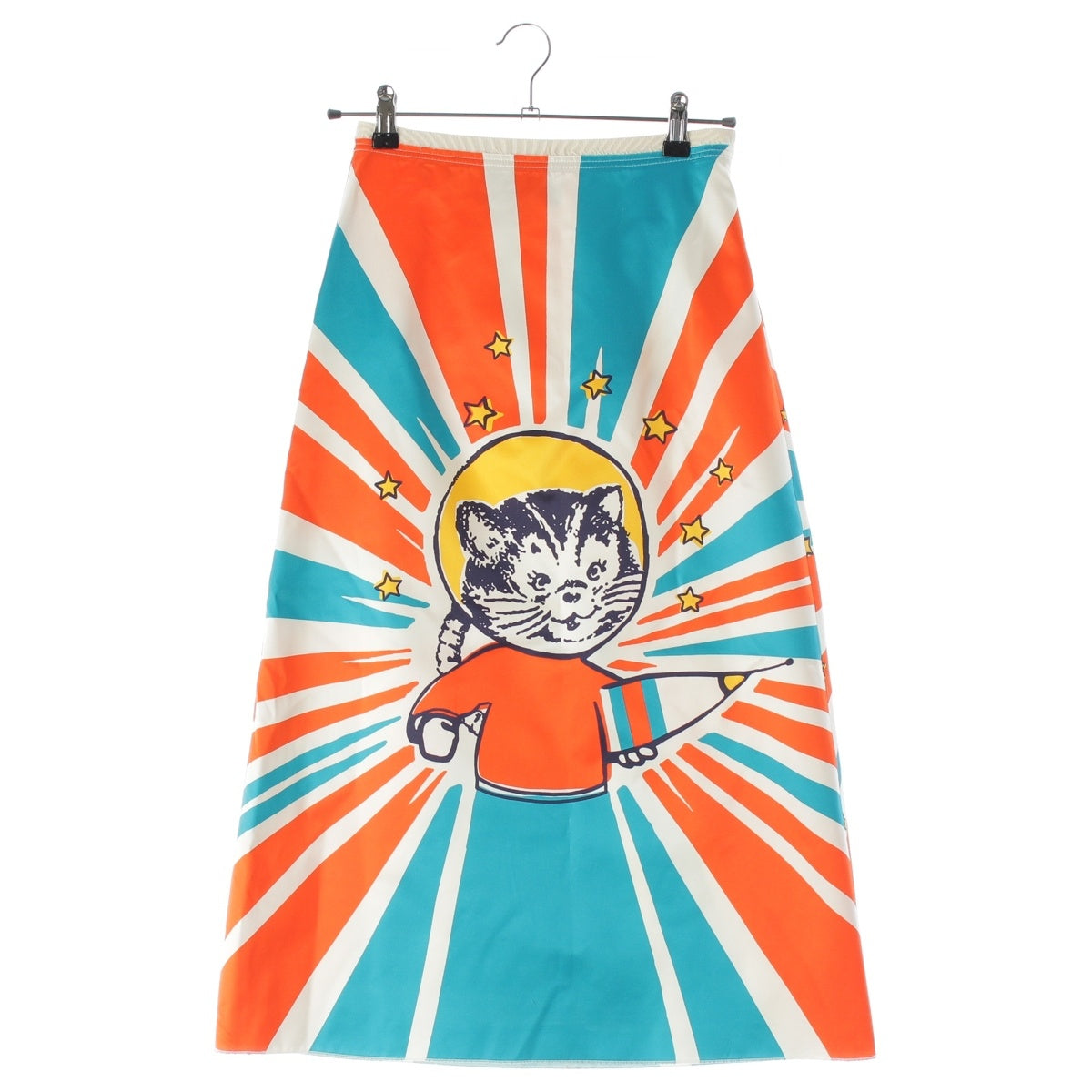 GUCCI silk Michele Space Cat Illustration Print Long skirt Bottoms 476648 multicolor 38
