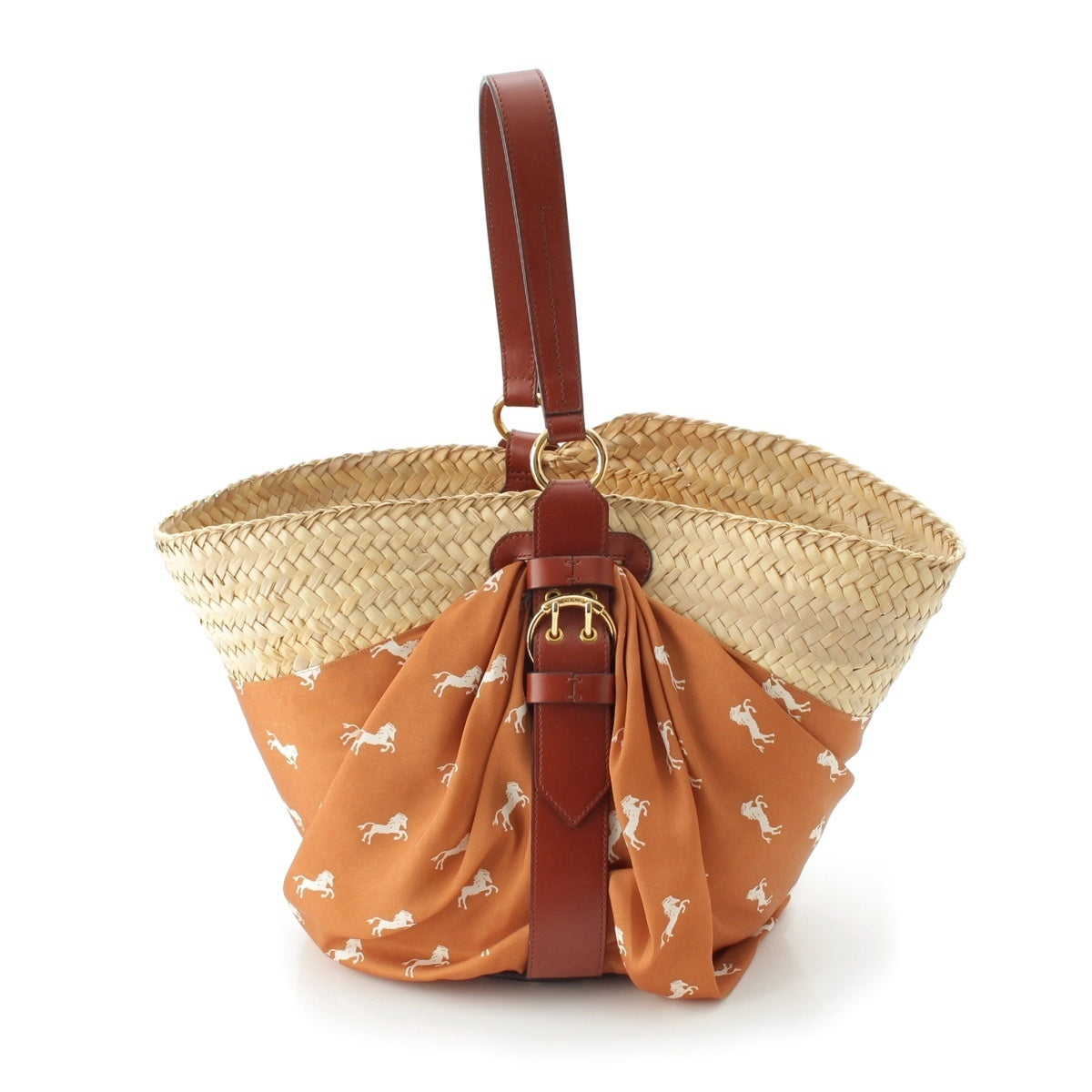 Chloe Panier Silk scarf with pouch and basket Handbag CHC19AS200B2592X Brown