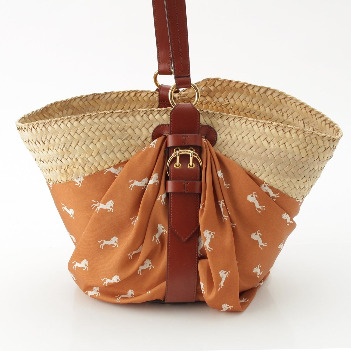 Chloe Panier Silk scarf with pouch and basket Handbag CHC19AS200B2592X Brown