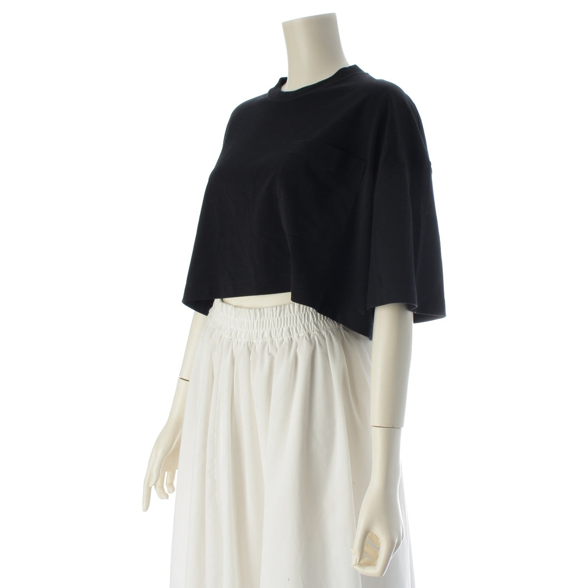 PRADA cotton Triangle logo cropped short-sleeved cut and sew top Cut 3560A black XS