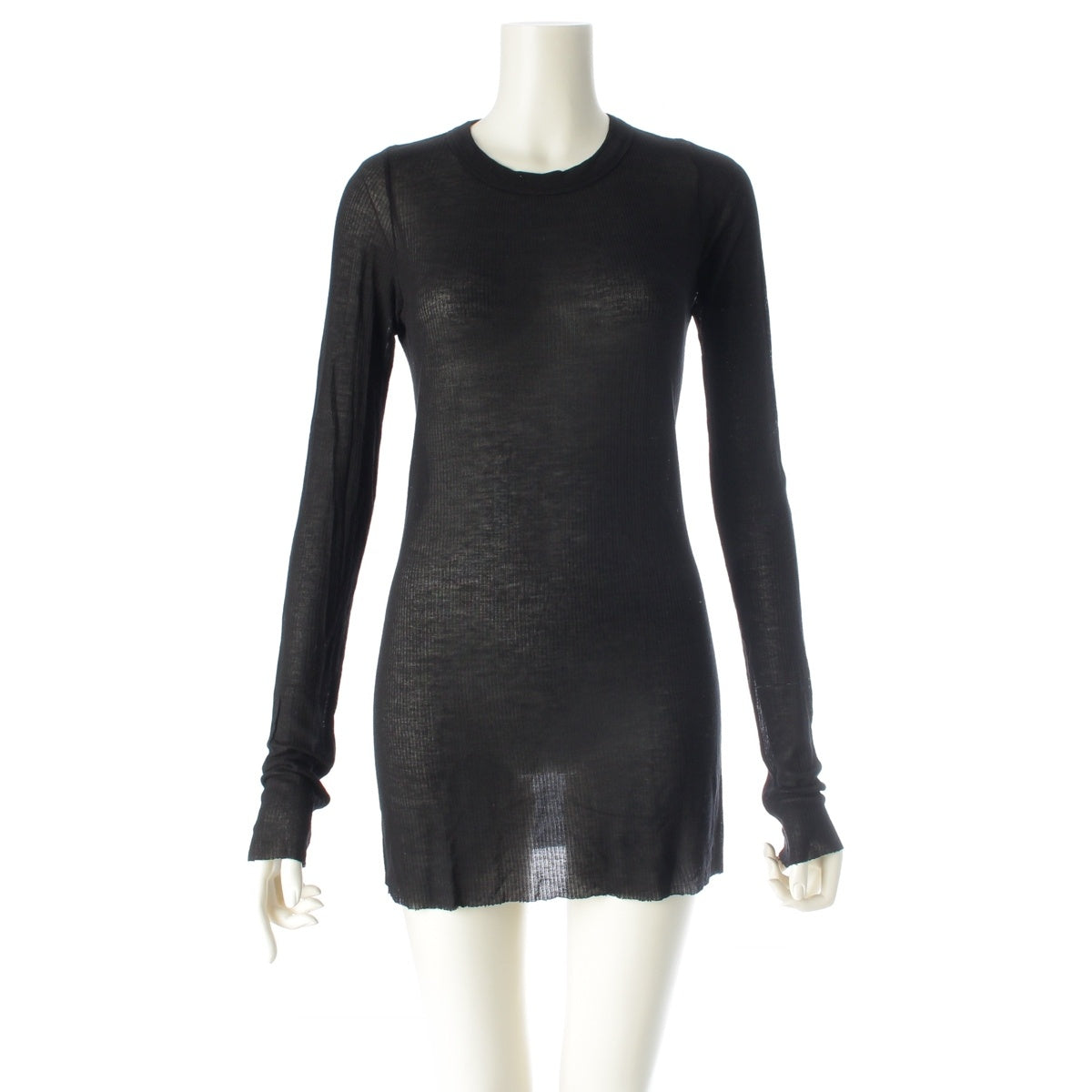 Rick Owens Viscose Silk Long sleeve Cut Long shirt RP20S1202-RC black 40