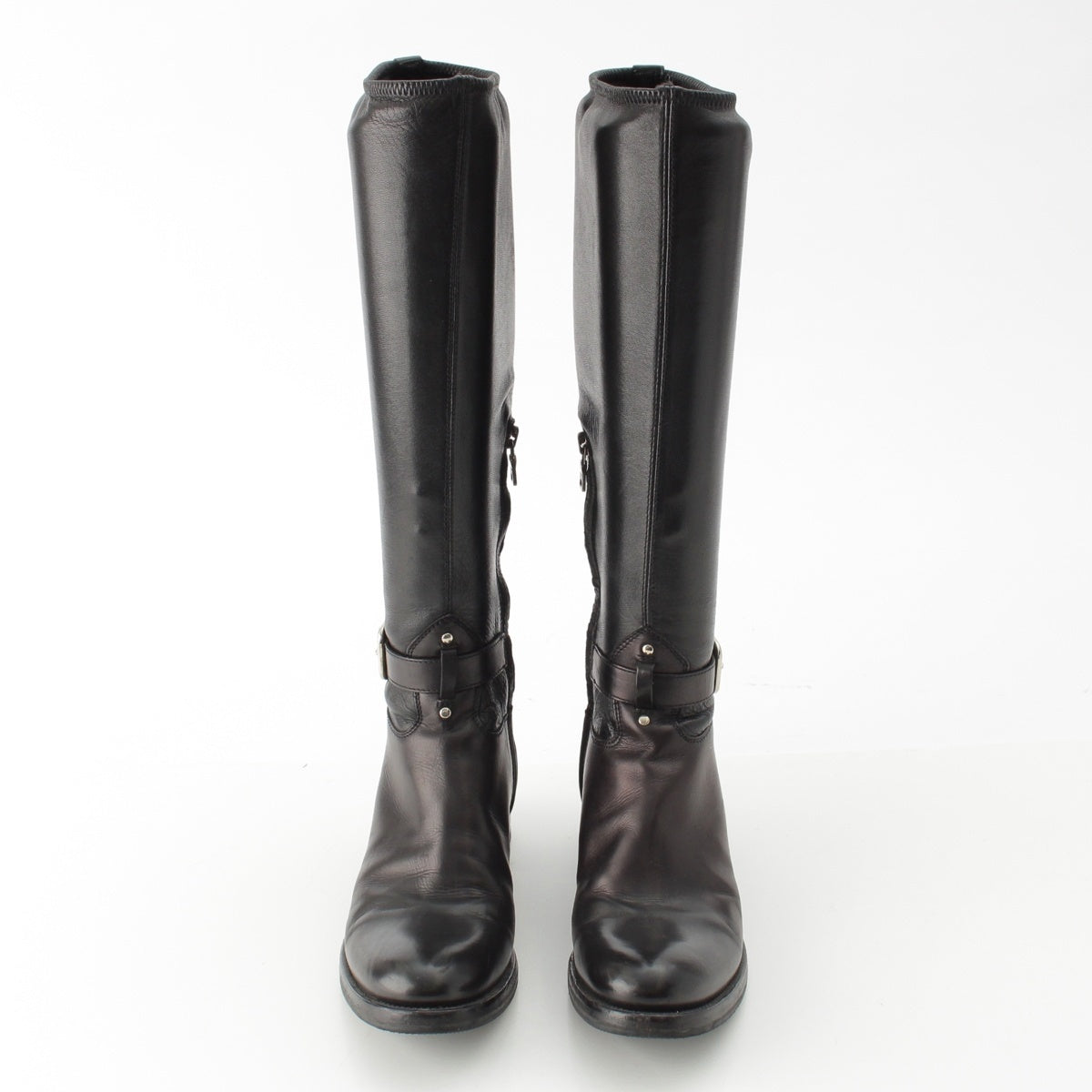 PRADA leather long boots shoes black 35