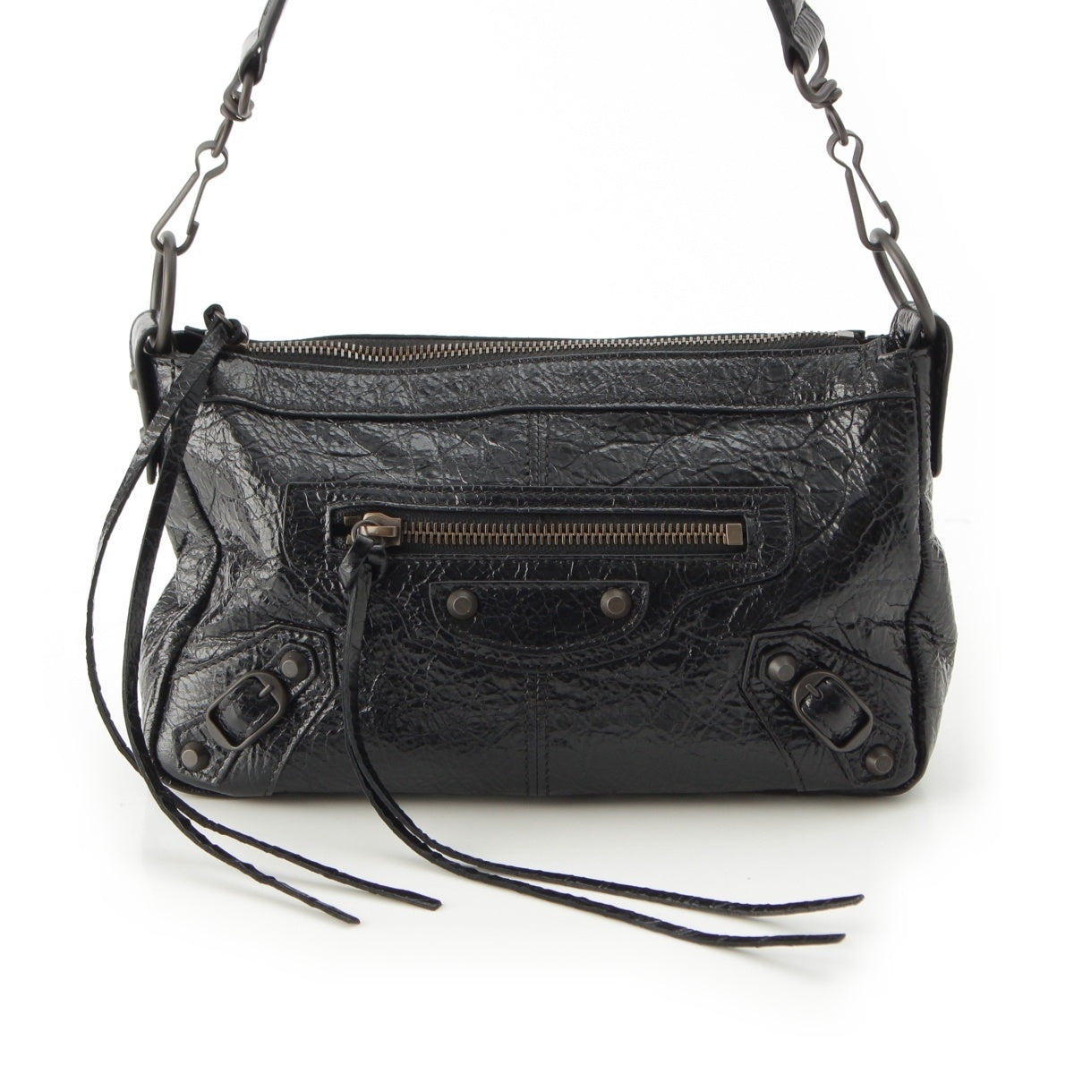 BALENCIAGA Le City Moto leather Mini 2WAY Handbag 866122 black