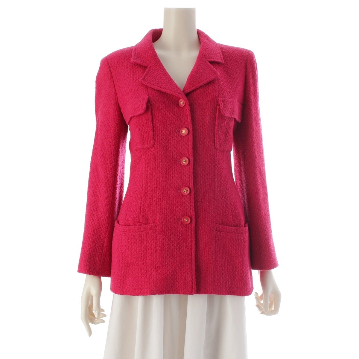 CHANEL wool COCO Mark COCO Button 4 pockets tailored jacket P05701 pink 38