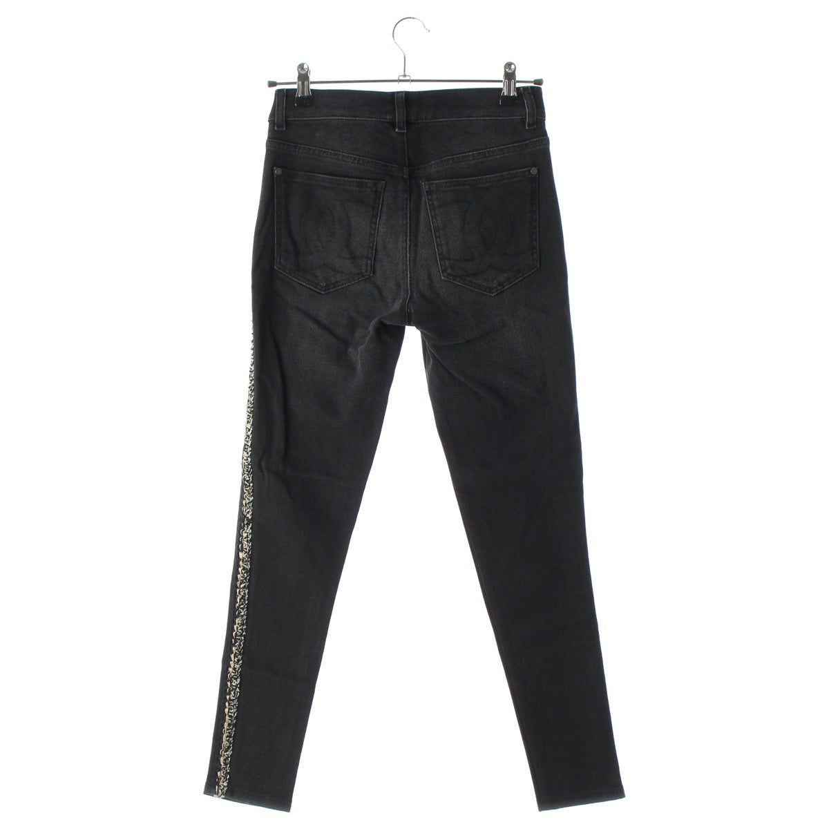 CHANEL Cotton Tweed Denim pants P59530 black 34