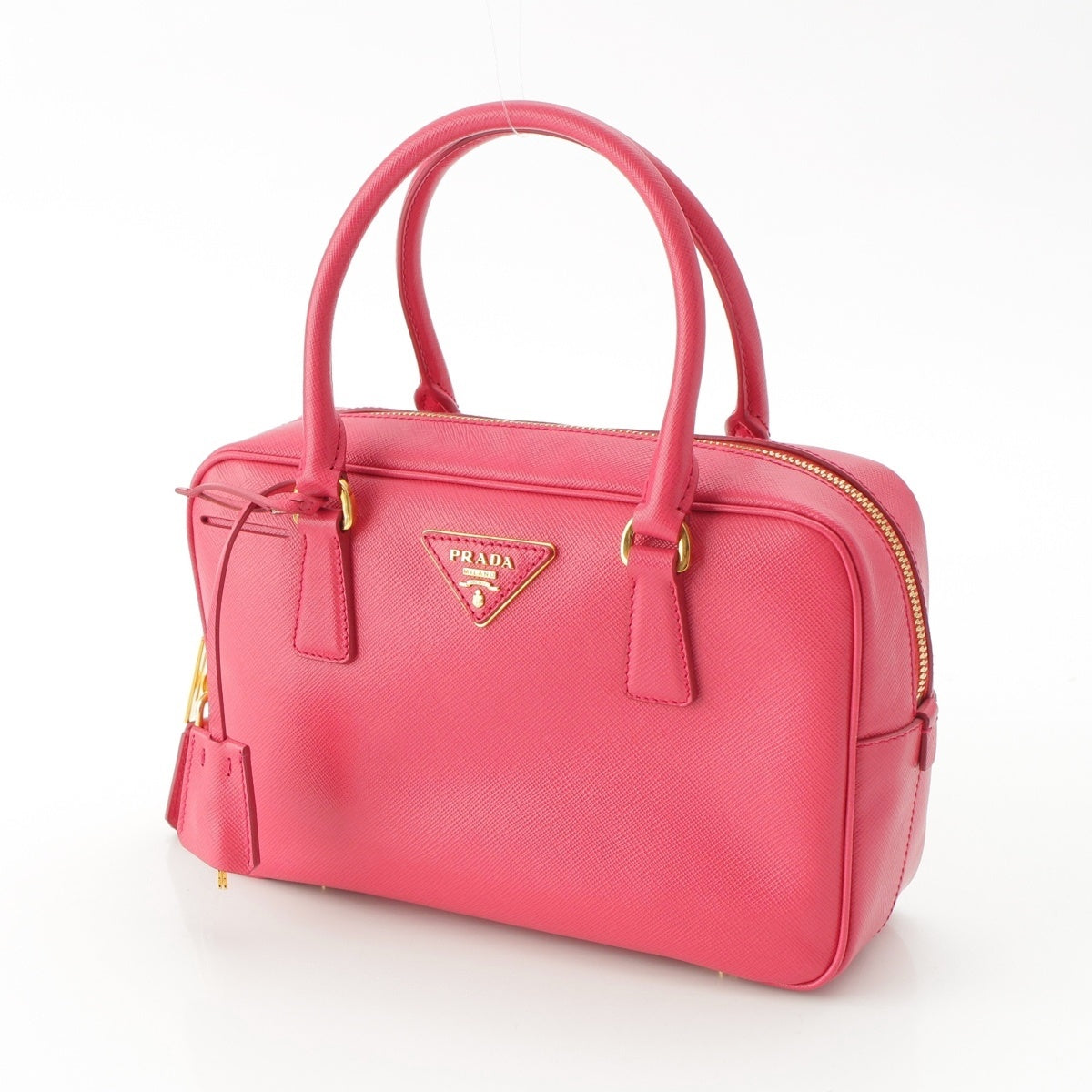 PRADA Saffianorax leather Triangle Logo Mini Boston Handbag BN1113 pink