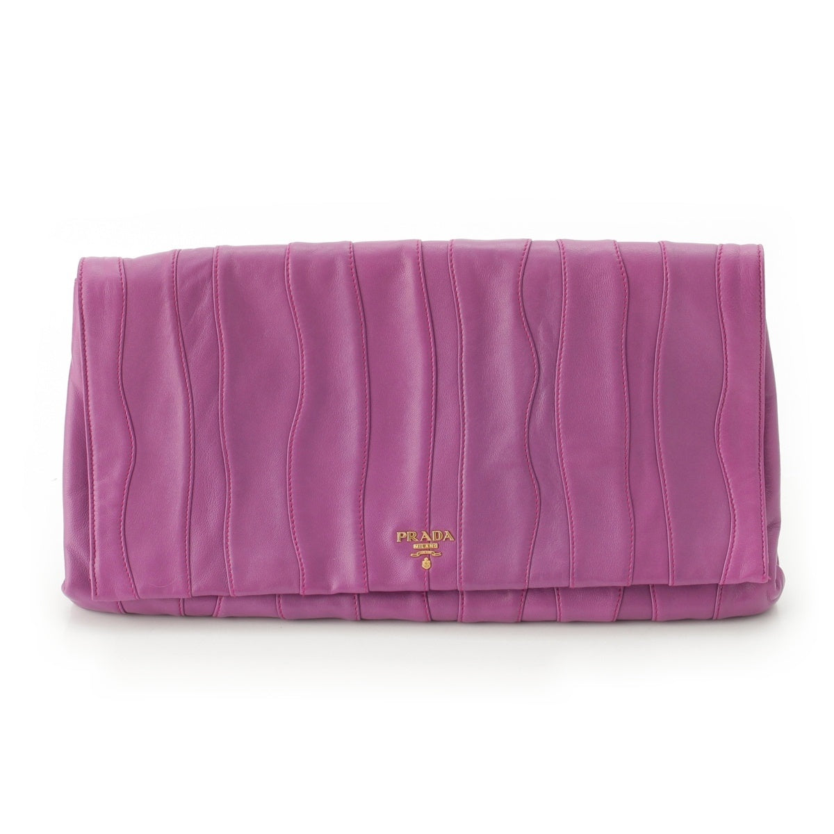 PRADA leather Logo Nappa Stripe Clutch bag BP0194 purple