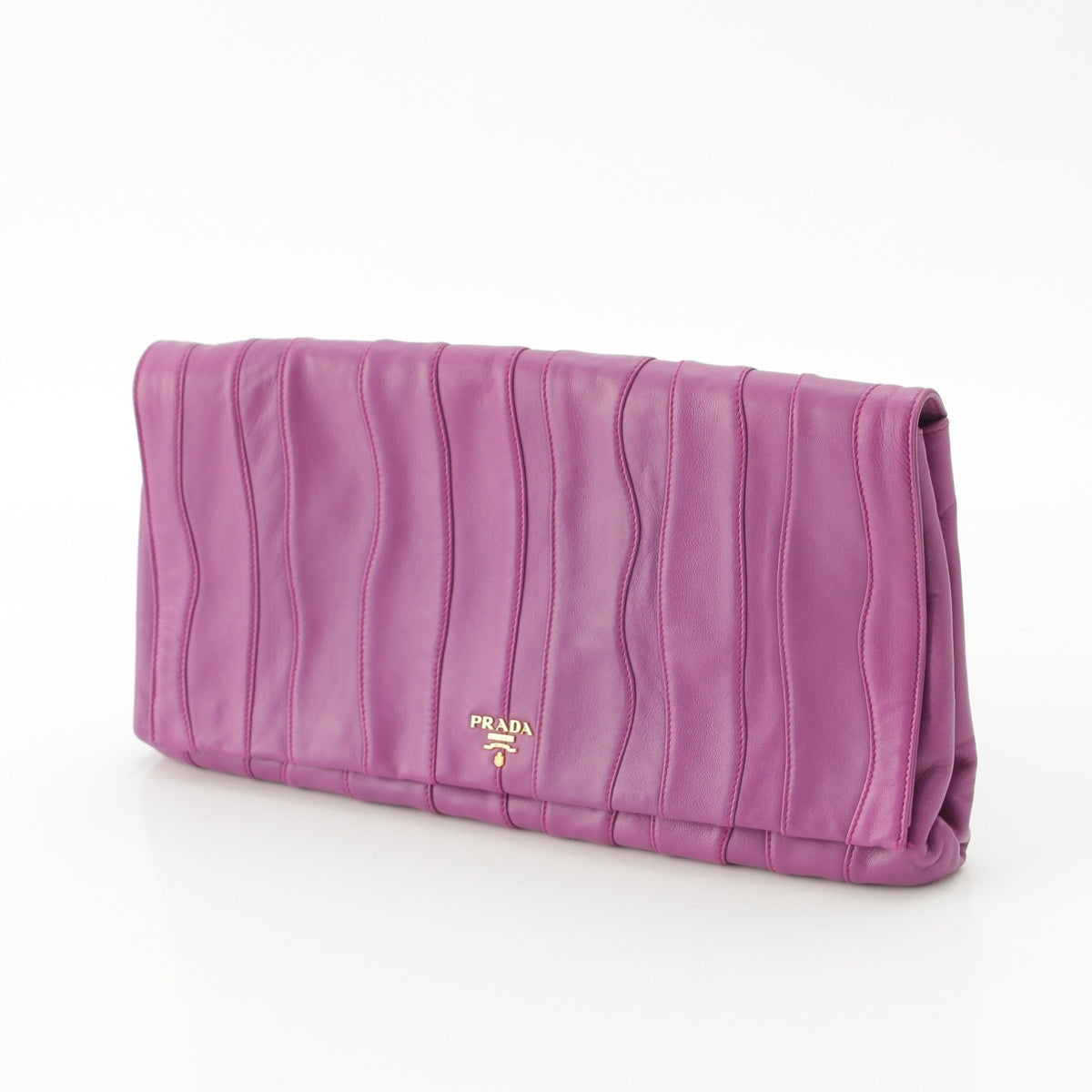 PRADA leather Logo Nappa Stripe Clutch bag BP0194 purple