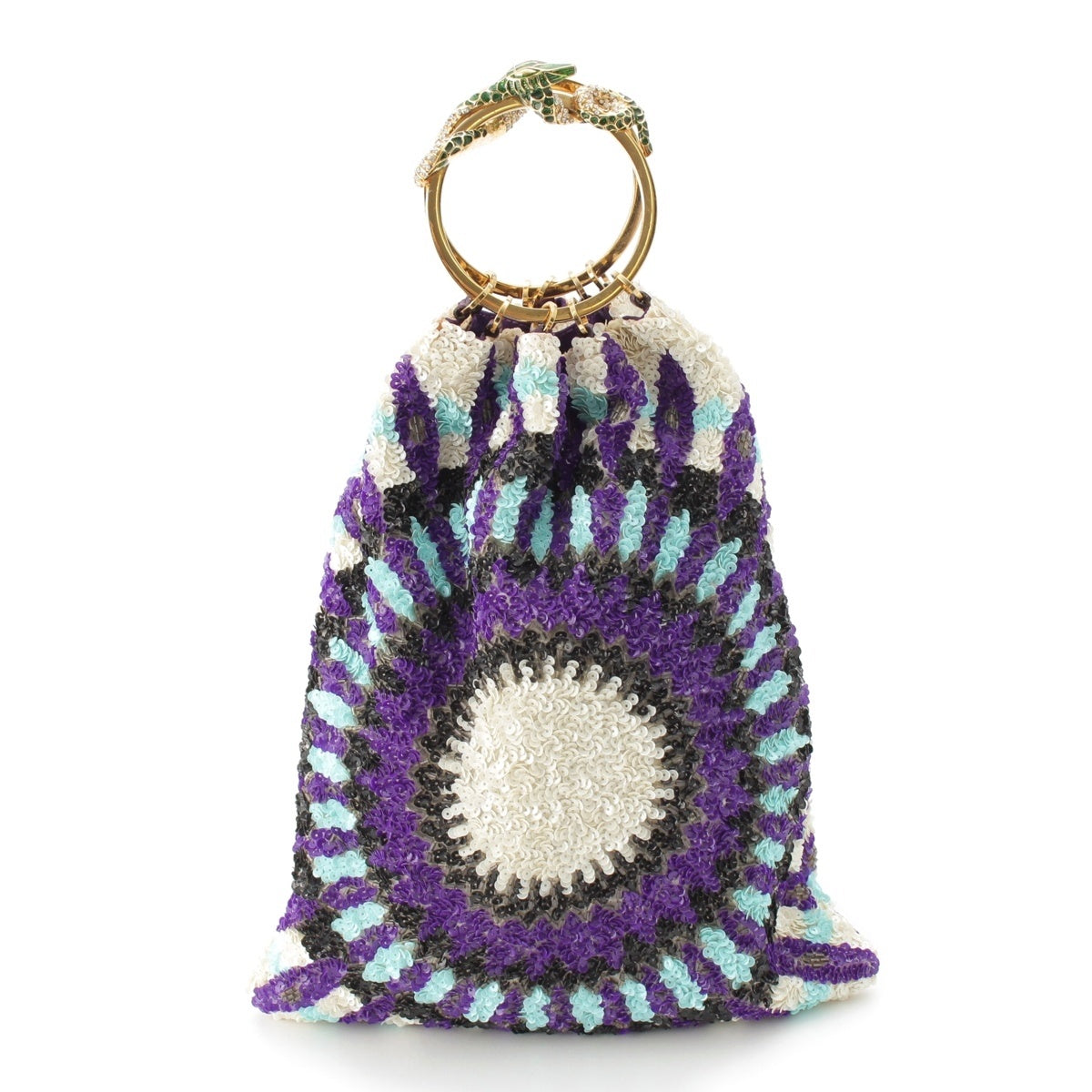 VALENTINO Sequin Snake rhinestone decoration Handbag multicolor