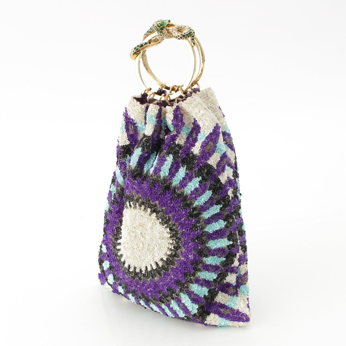 VALENTINO Sequin Snake rhinestone decoration Handbag multicolor