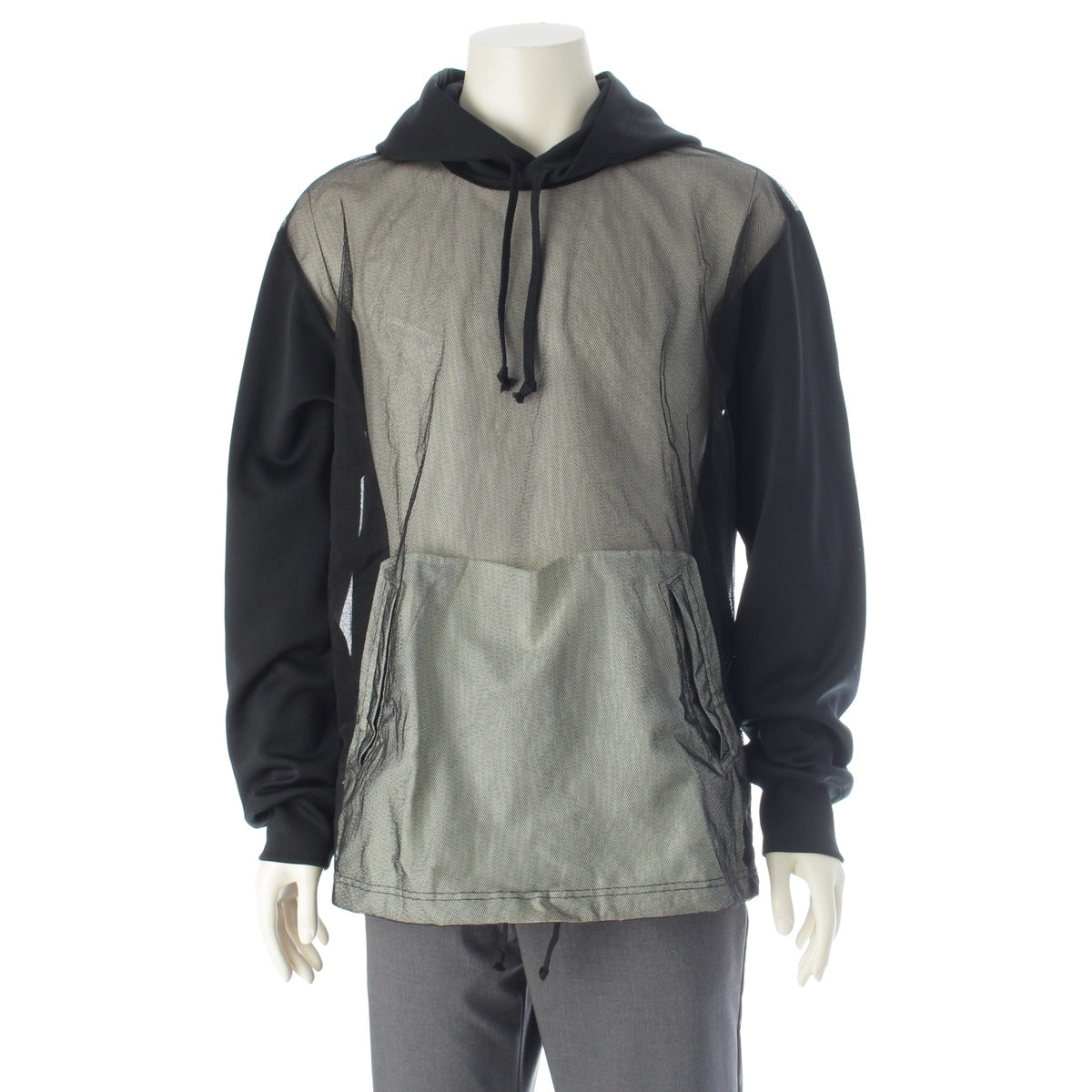COMME des GARCONS HOMME PLUS polyester Mesh Tulle Hoodie Parker PO-T030 black L