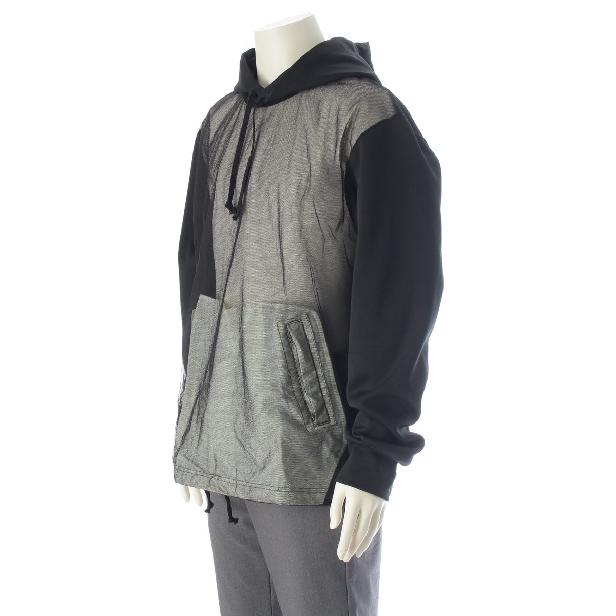 COMME des GARCONS HOMME PLUS polyester Mesh Tulle Hoodie Parker PO-T030 black L