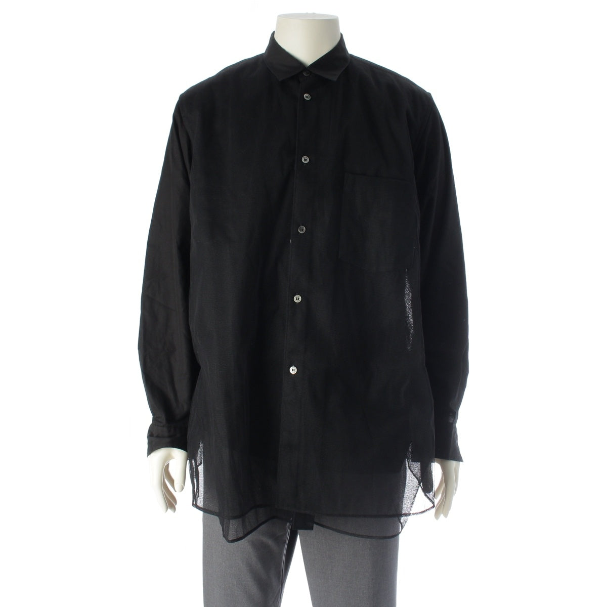 COMME des GARCONS HOMME PLUS cotton Mesh tulle docking Long sleeve shirt PO-B011 black M
