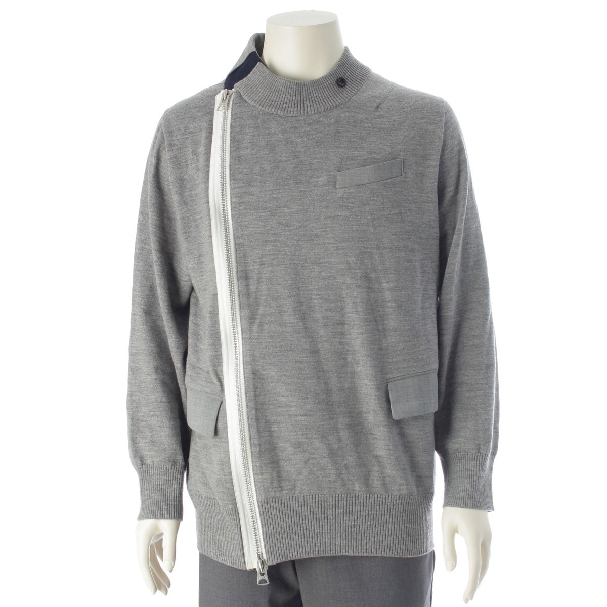 Sacai wool Reconstructed wool docking knit Jacket 21-02553M gray 3