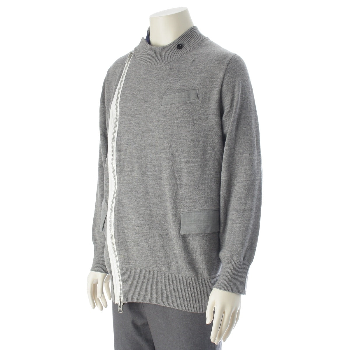 Sacai wool Reconstructed wool docking knit Jacket 21-02553M gray 3