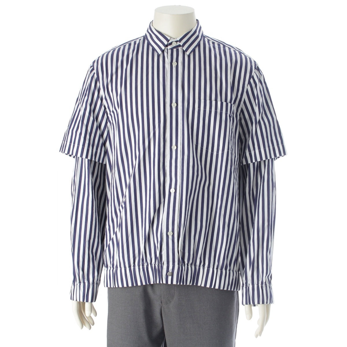Sacai cotton Striped poplin jacket Long sleeve shirt Navy 2