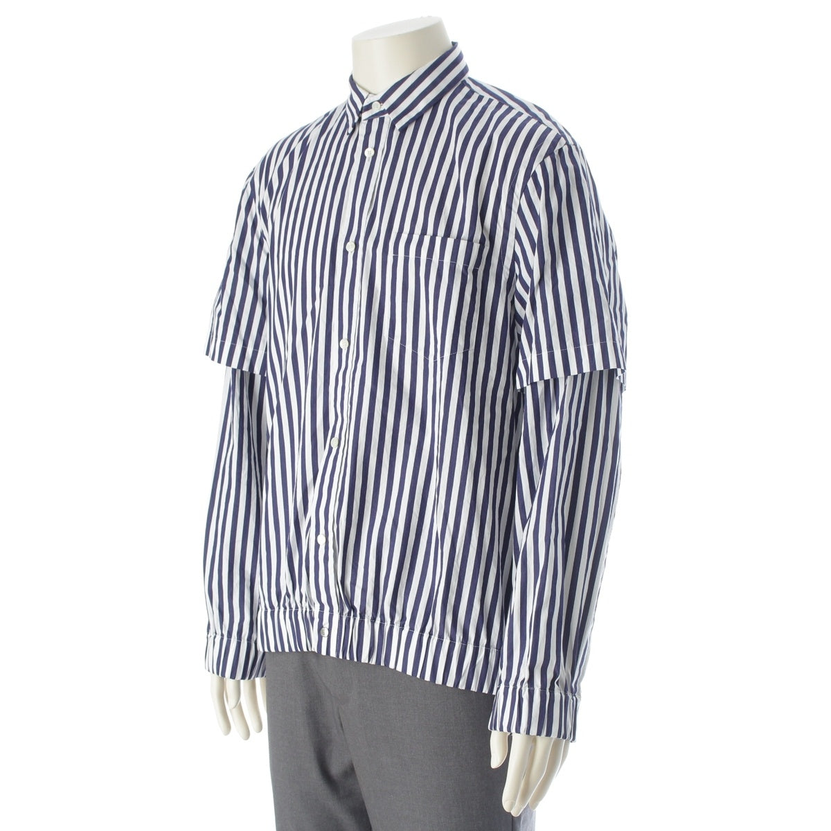 Sacai cotton Striped poplin jacket Long sleeve shirt Navy 2