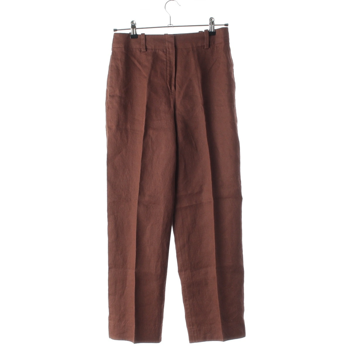 HERMES linen Center-press slacks Pants Bottoms Brown 38