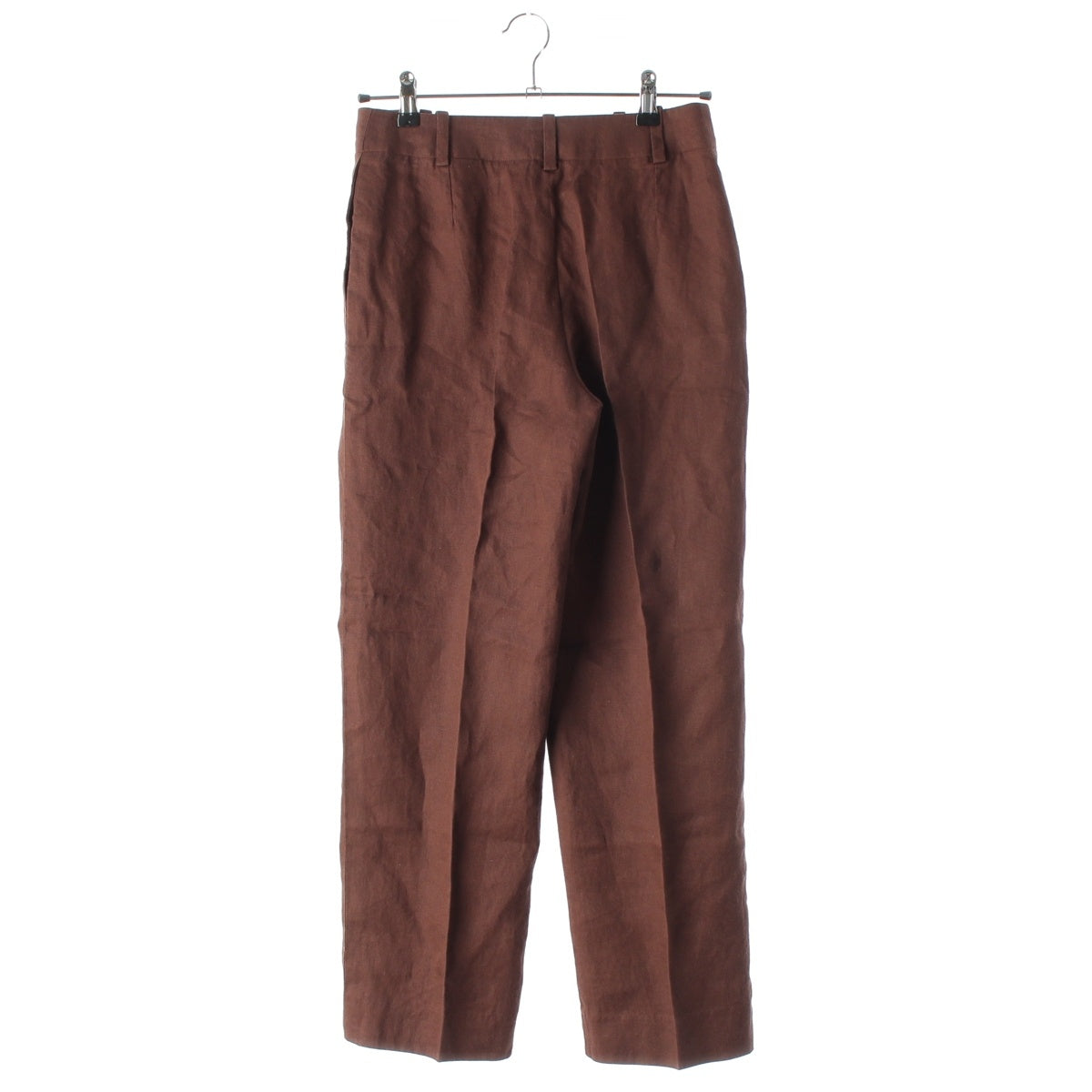 HERMES linen Center-press slacks Pants Bottoms Brown 38