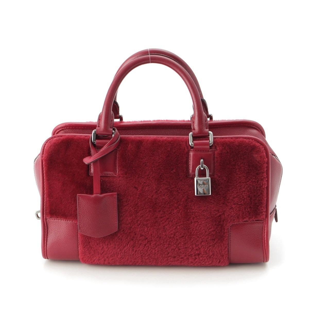 LOEWE Amazona 28 fur Shearing Handbag Initial included Red