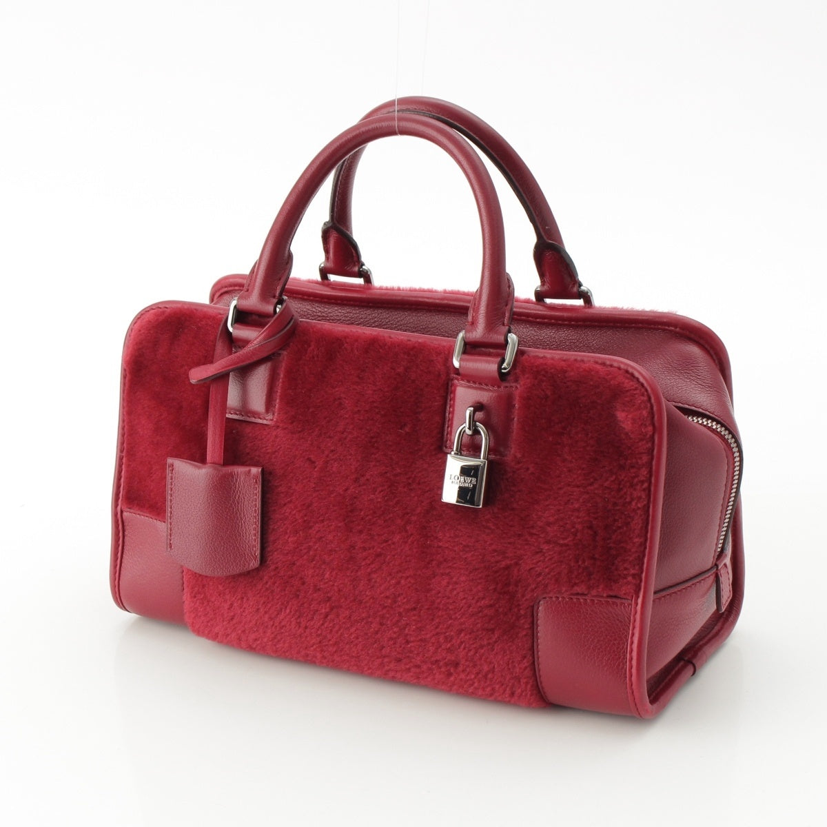 LOEWE Amazona 28 fur Shearing Handbag Initial included Red