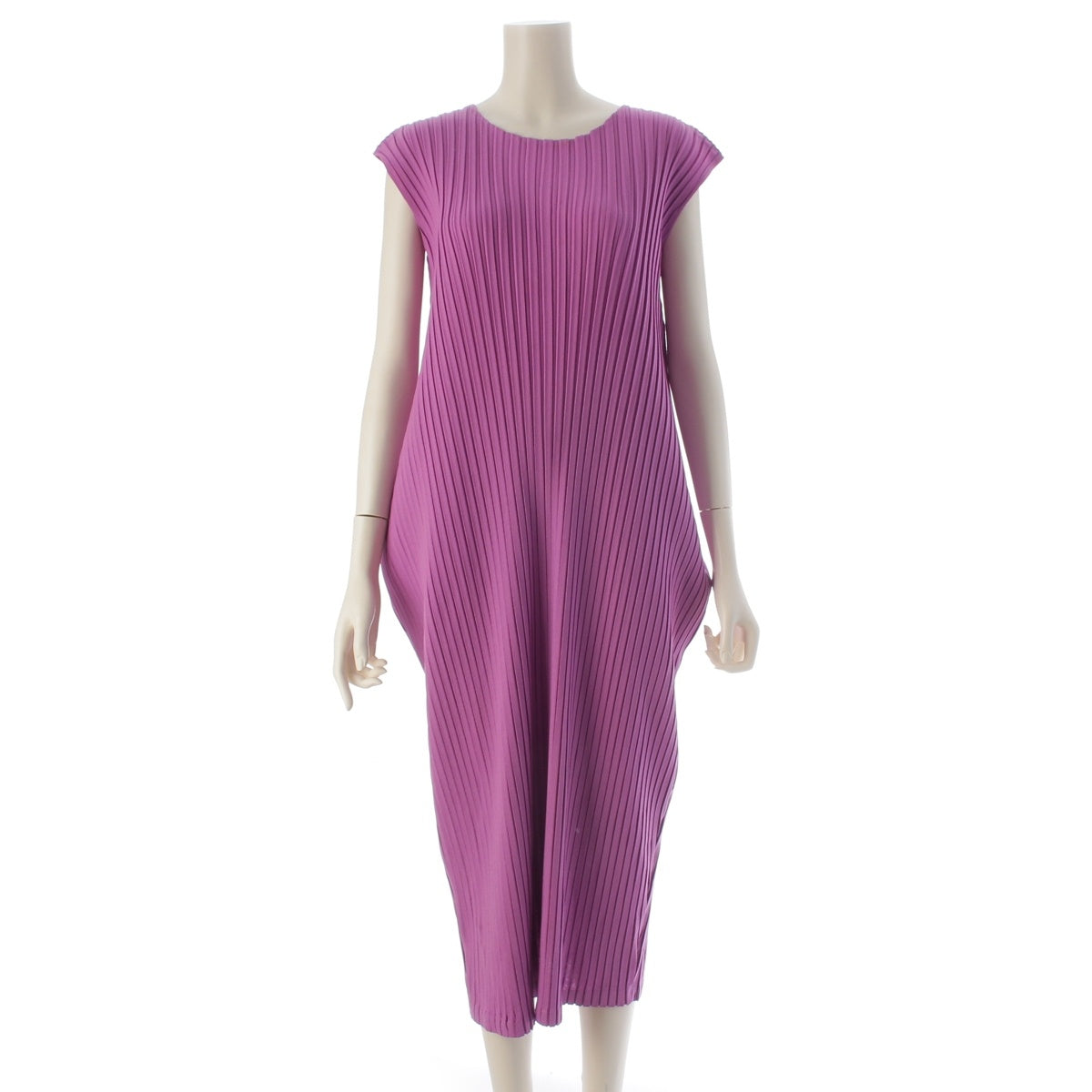 ISSEY MIYAKE Pleated sleeveless one piece dress IM13FH155 purple 2