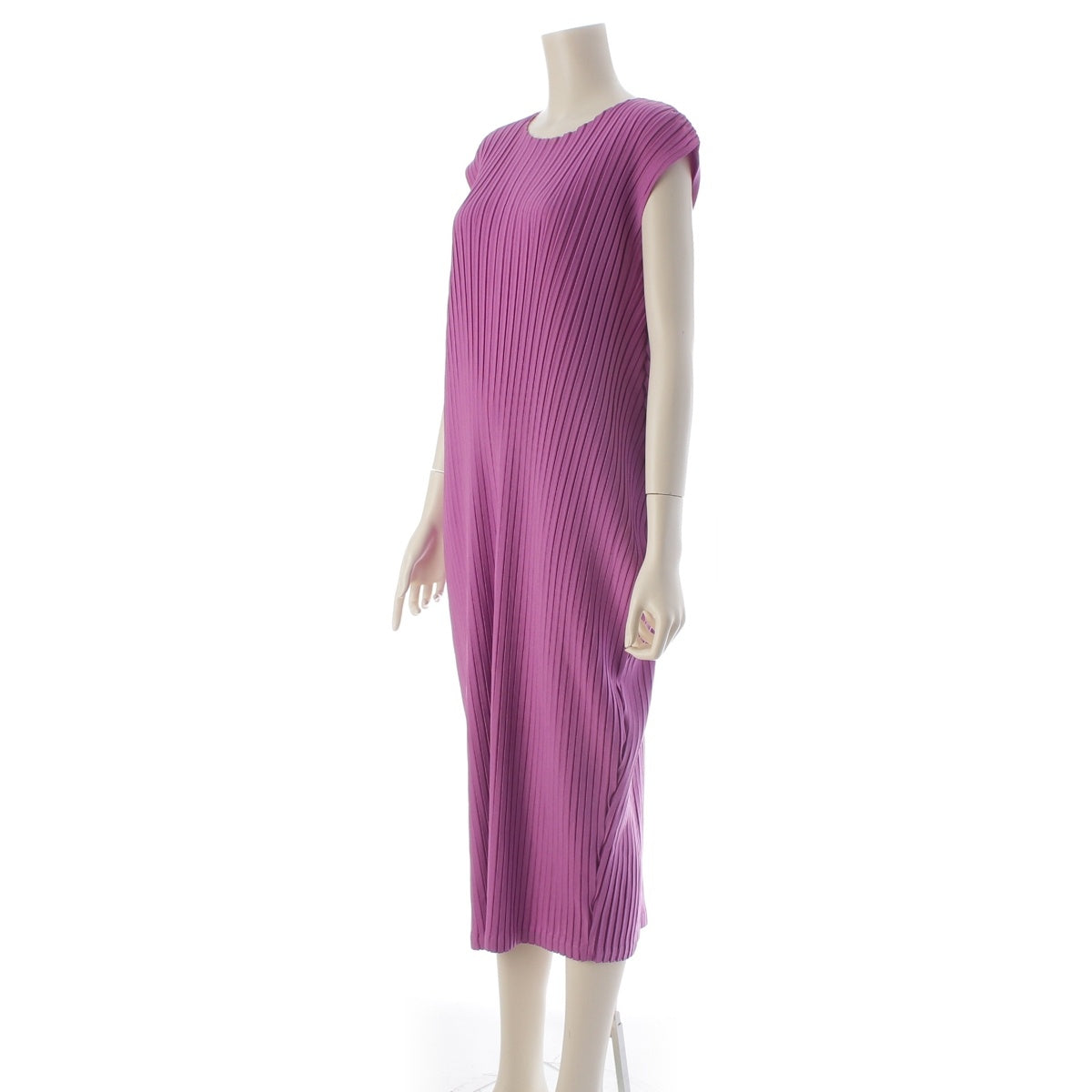 ISSEY MIYAKE Pleated sleeveless one piece dress IM13FH155 purple 2
