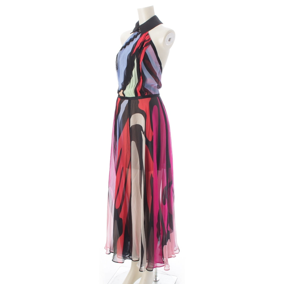 CHANEL silk Maxi one piece dress P72520 multicolor 34