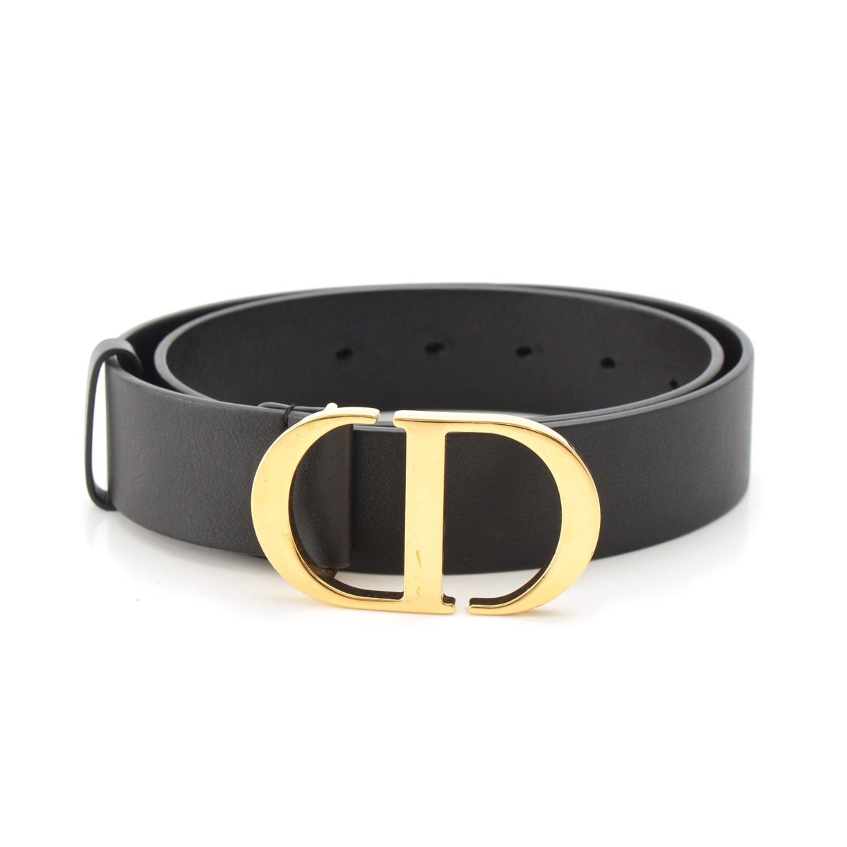 Dior leather CD logo buckle Montaigne belt black 75
