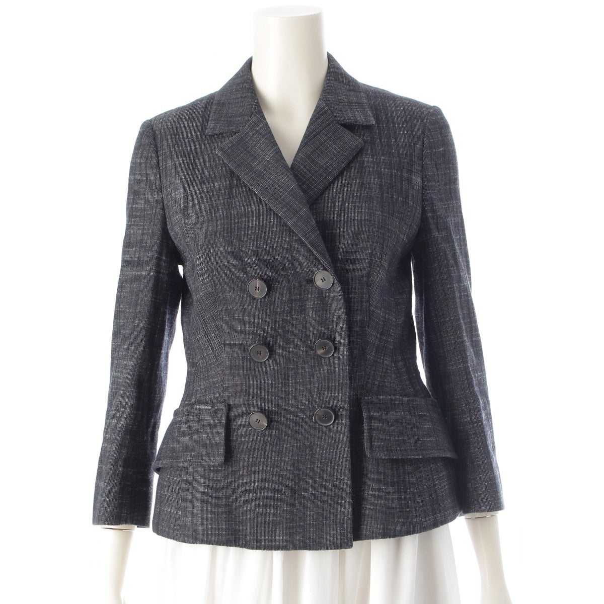 Dior Cotton linen Denim-style double-breasted tailored jacket 021V26A3360 gray 36