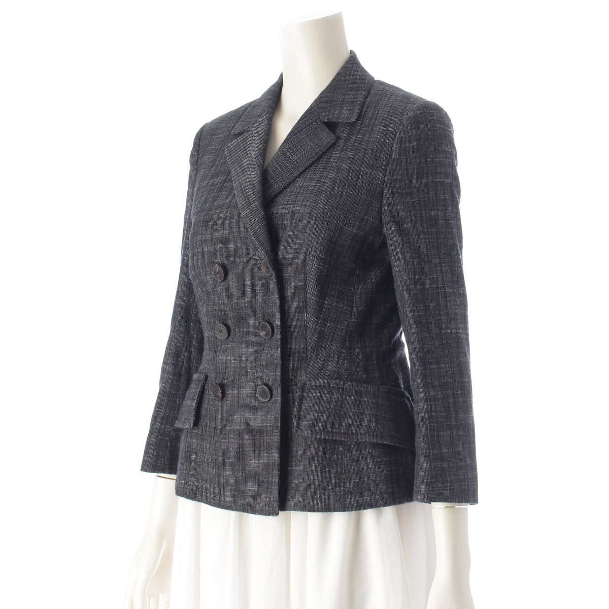 Dior Cotton linen Denim-style double-breasted tailored jacket 021V26A3360 gray 36
