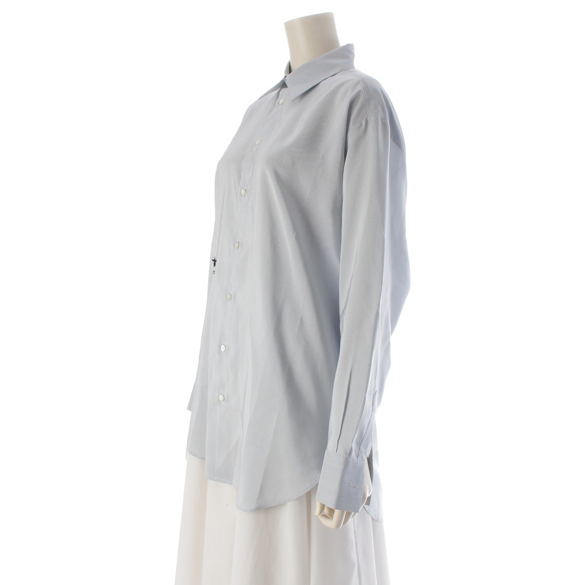 Dior silk BEE Embroidered Shirt blouse tops 021B65A6014 Light blue 34