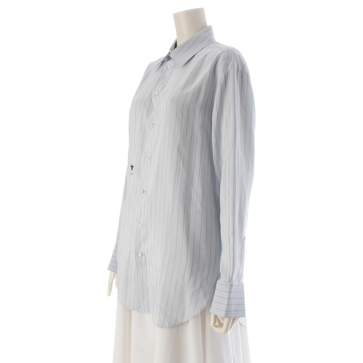 Dior silk Striped BEE embroidered shirt blouse tops 021B65A7018 Light blue 34