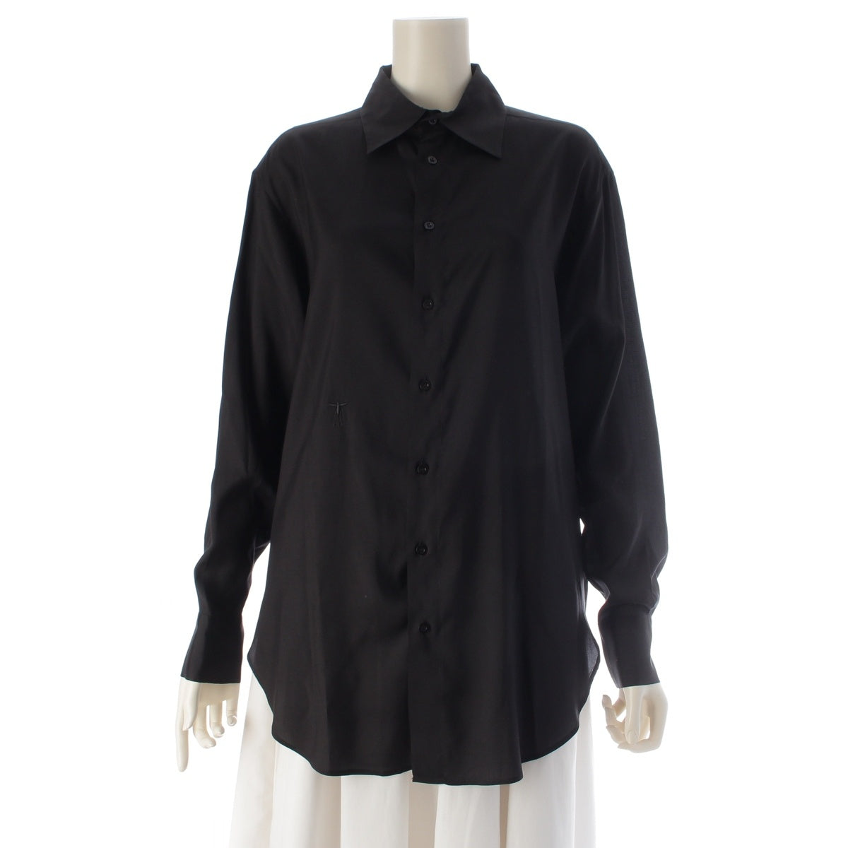 Dior silk BEE (Bee) Embroidery Long sleeve shirt tops 021B65A6009 black 34