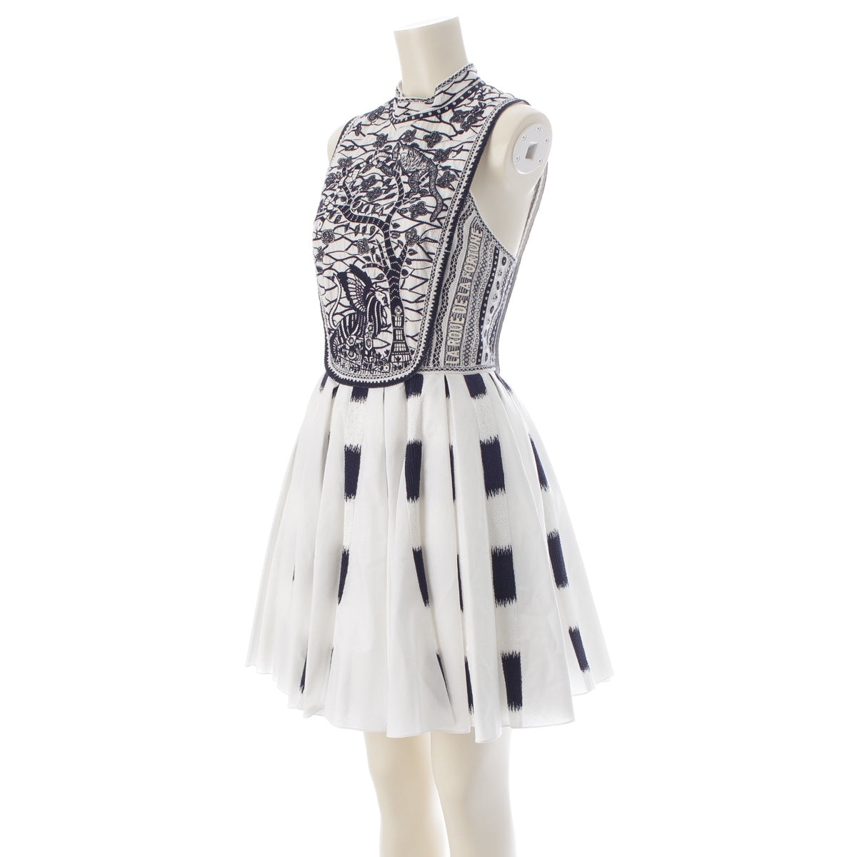 Dior Toile de Jouy cotton No sleeve one piece 011R32X3100 White black 34