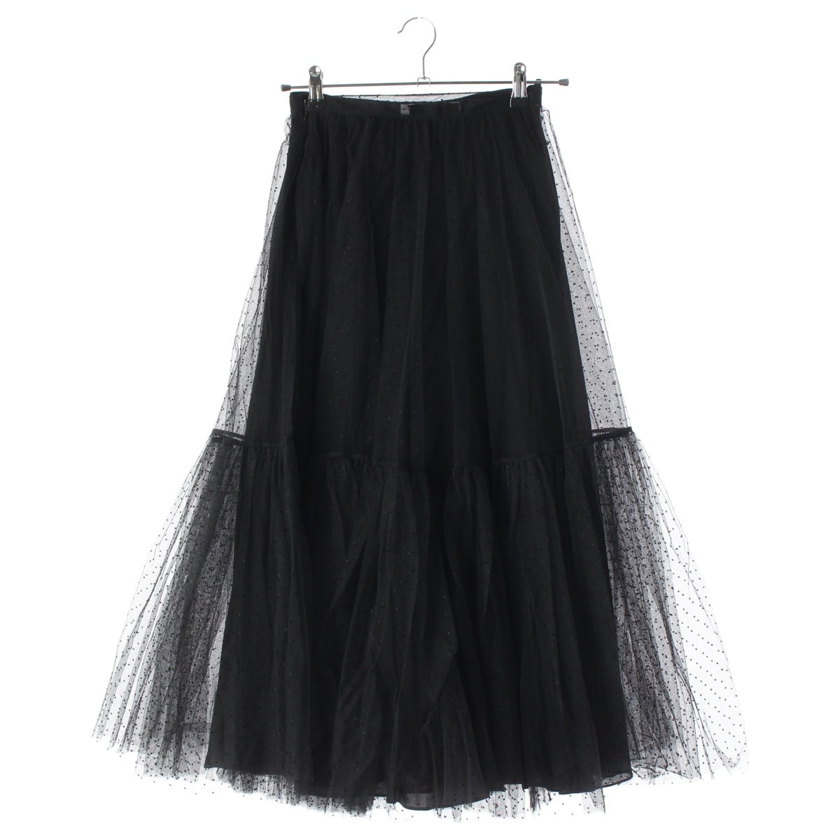 Dior silk Dot Pattern Tulle skirt 911J29A8810 black 38