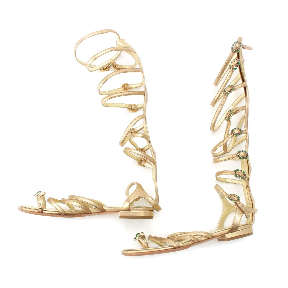 CHANEL leather COCO Mark Gripoa Gladiator Sandals gold 36 2/1