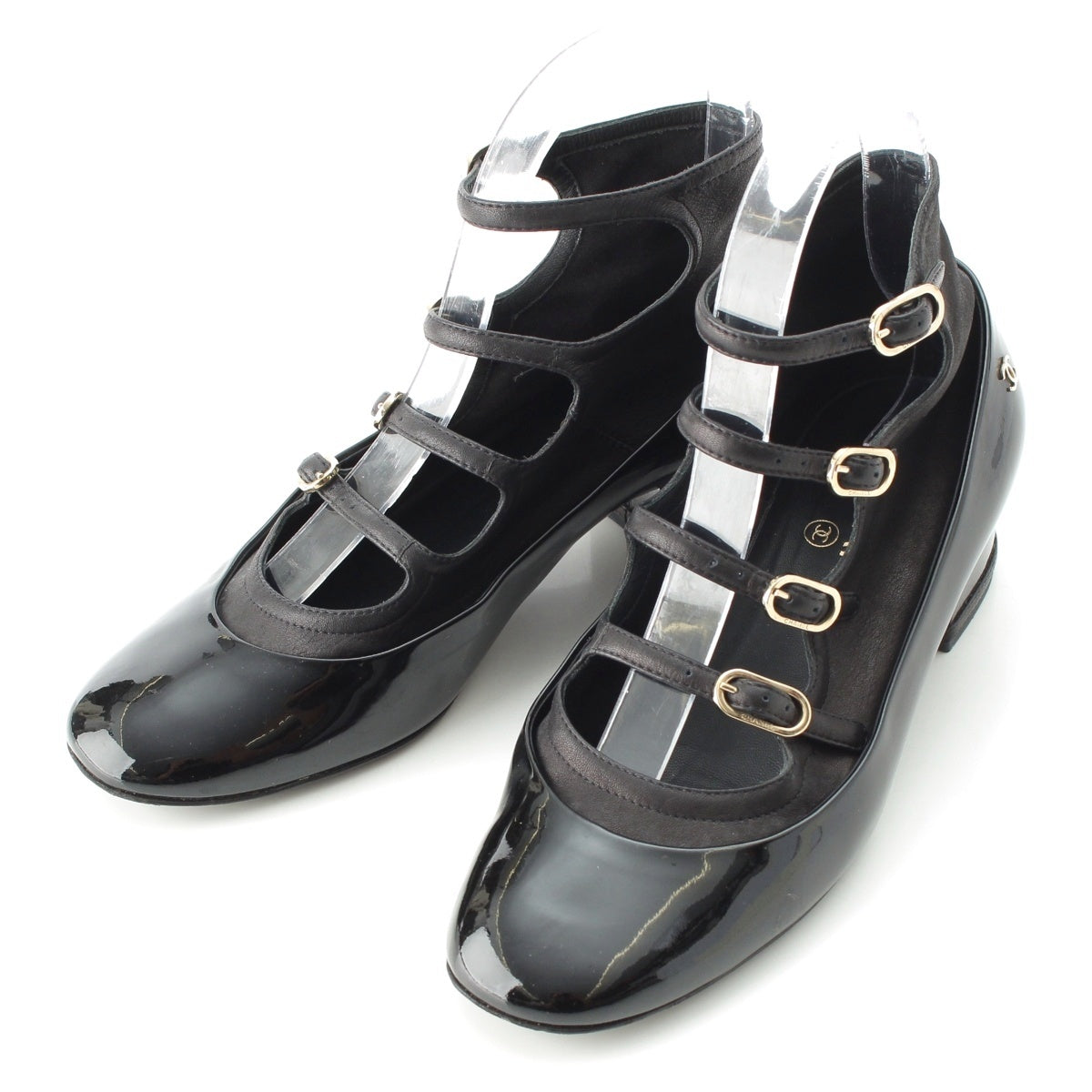 CHANEL enamel COCO Mark Mary Jane pumps black 37 2/1