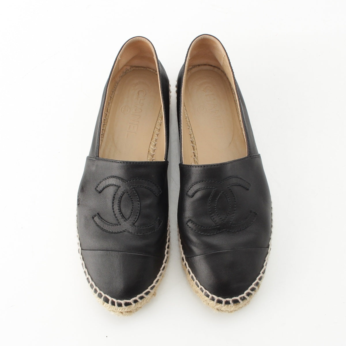 CHANEL leather COCO Mark espadrilles Slip-on black 37