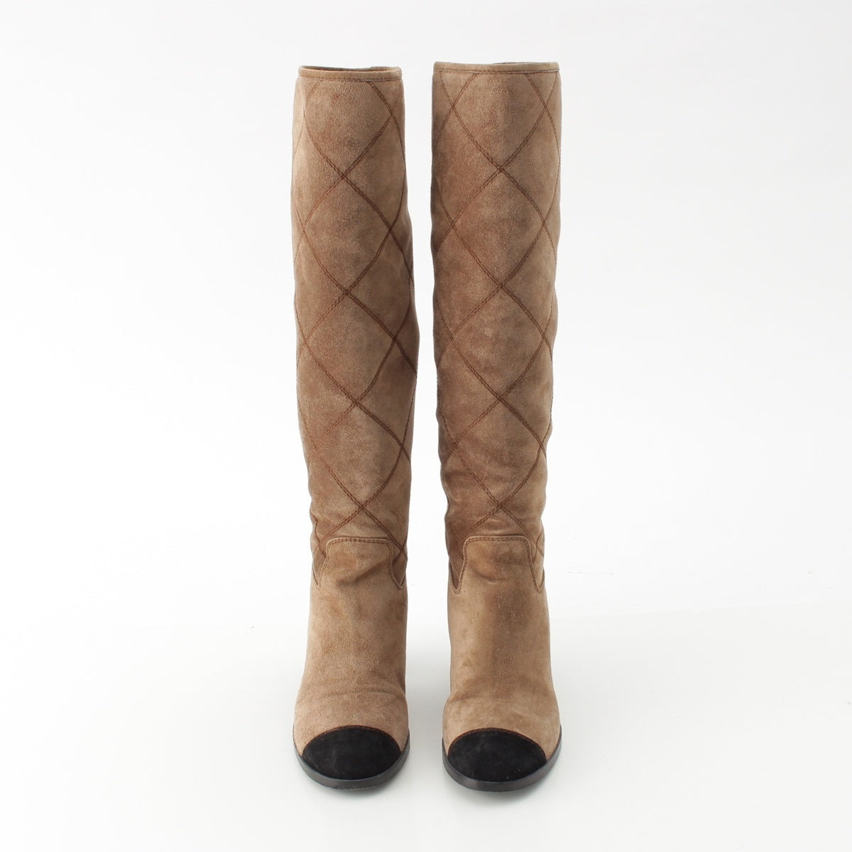CHANEL Suede COCO Mark Matelassé Long boots Brown 37