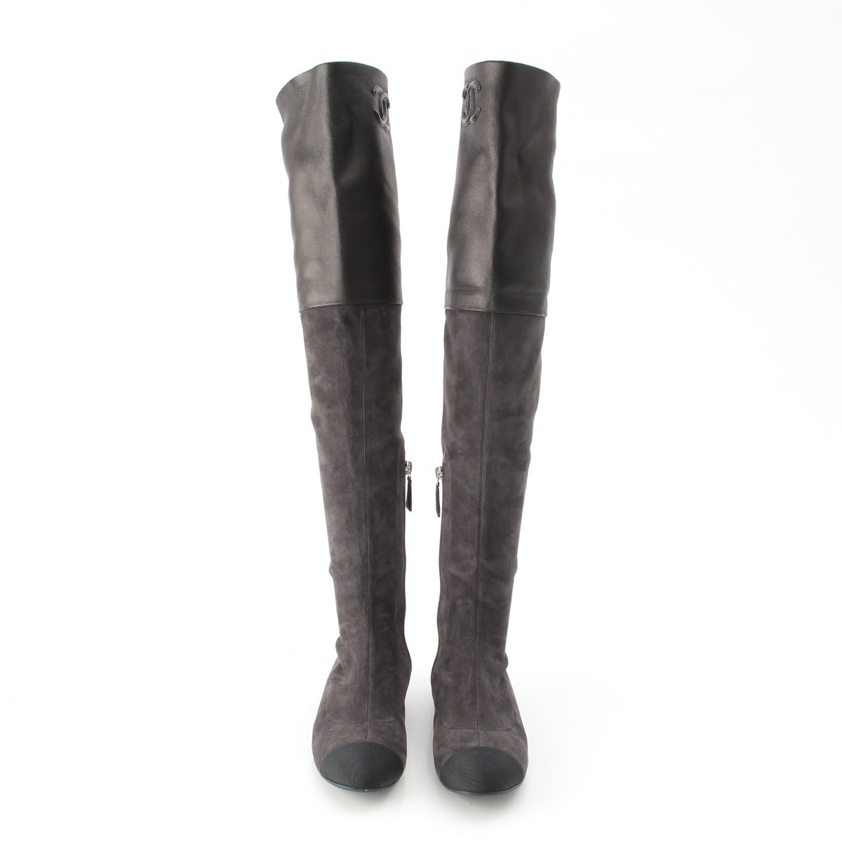CHANEL Leather x suede COCO Mark Long boots black 37