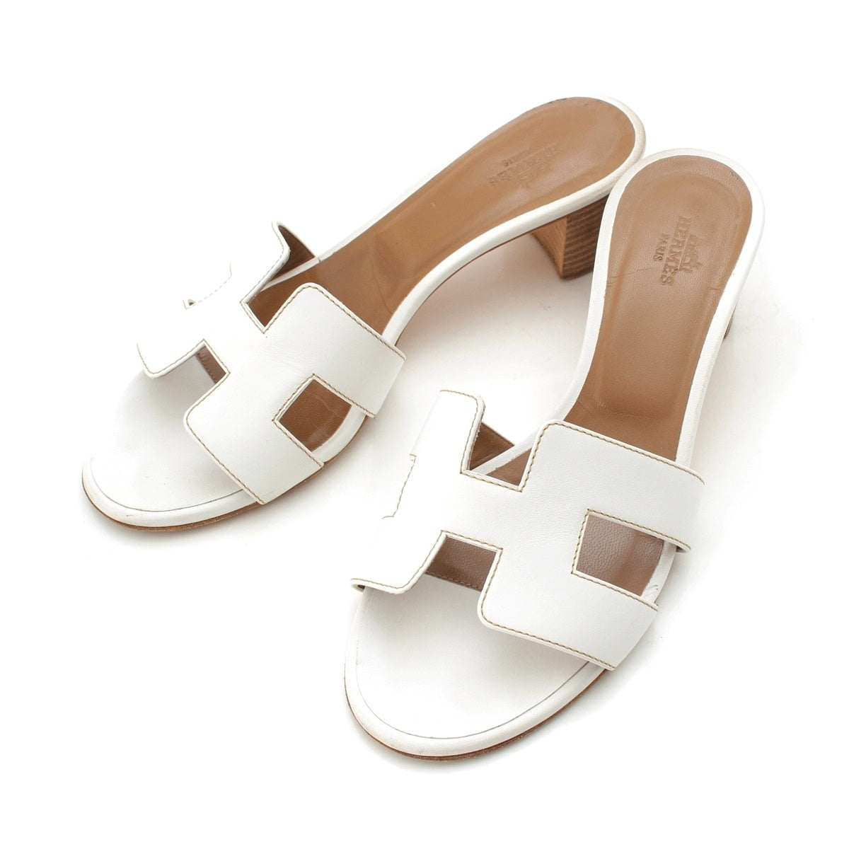 HERMES Oasis leather H motif Sandals white 36 2/1