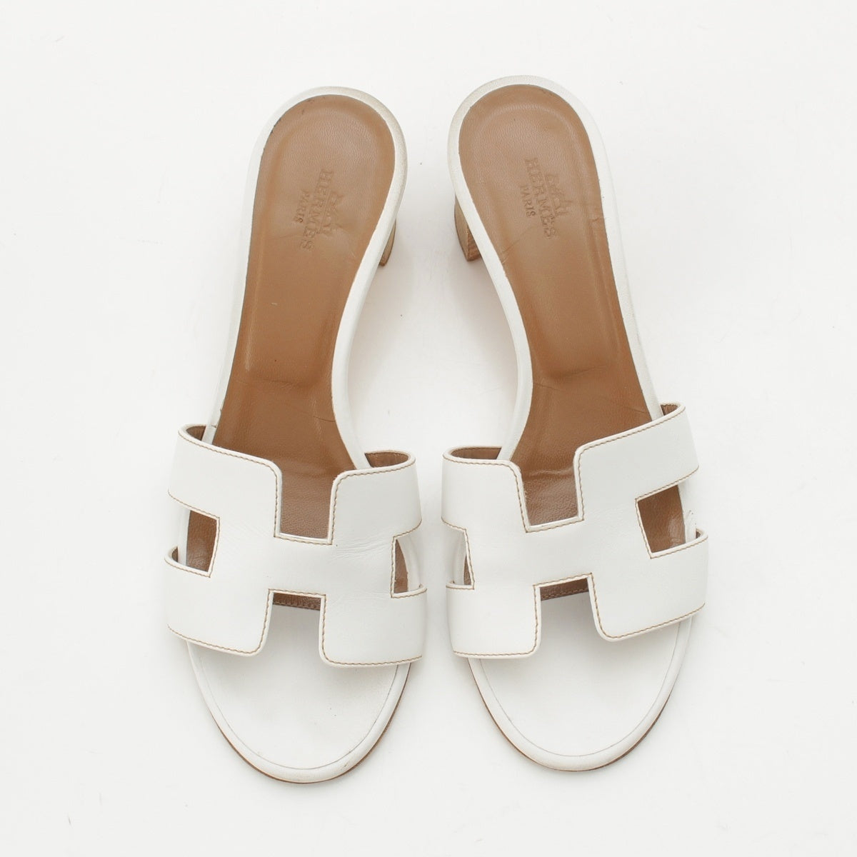 HERMES Oasis leather H motif Sandals white 36 2/1